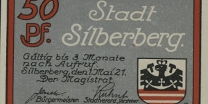 50 Pfennig- Silberberg/Srebrna Góra Banknote