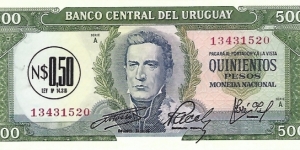 URUGUAY 1/2 New Peso
1975 Banknote