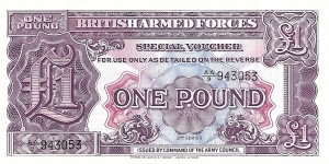 UNITED KINGDOM 1 Pound
1948
Military Scrip Banknote