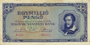 HUNGARY 1,000,000 Pengo
1945 Banknote