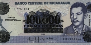 100.000 Cordobas overprint Banknote