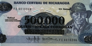 500.000 Cordobas overprint Banknote