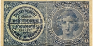 1 Koruna(Handstamp Overprint/ Protectorate of Bohemia and Moravia 1939) Banknote
