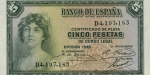 5 Pesetas Banknote