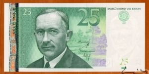 Estonia | 25 Krooni, 2007 | Obverse: Portrait of the writer Anton Hansen-Tammsaare (1878-1940) | Reverse: Tammsaare Museum, Vargamäel | Watermark: Anton Hansen-Tammsaare |  Banknote