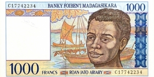 1000 Francs / 200 Ariary Banknote