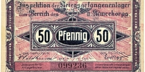 50 Pfennig (Berlin/Brandenburg Havel - Prisoners of War Camp 1917)  Banknote