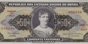 5 Centavos overprint on 50 Cruzeiros Banknote