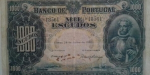 cédula de 1000 escudos de 28 de julho de 1920  Banknote