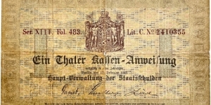 1 Thaler (German States /Kingdom of Prussia 1861) Banknote