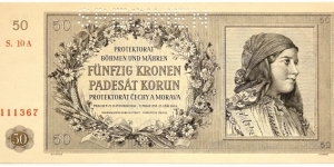 50 Kronen/Korun (Protectorate of Bohemia and Moravia 1944 / Specimen)  Banknote