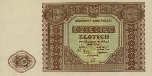 Poland 10 Złotych 1946 Banknote