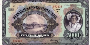 Czechoslovakia 5000 Korun - SPECIMEN Banknote