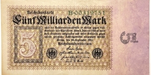 5.000.000.000 Mark (Weimar Republic 1923) Banknote