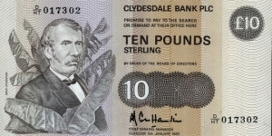 Clydesdale Bank £10 - David Livingstone Banknote