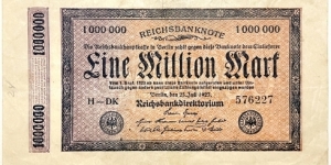 1.000.000 Mark (Weimar Republic 1923)  Banknote