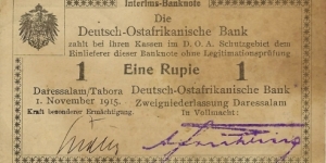 GERMAN EAST AFRICA 1 Rupie 1915 Banknote