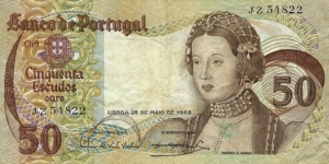 PORTUGAL 50 Escudos 1968 Banknote