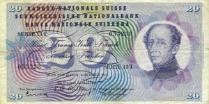 SWITZERLAND 20 Francs 1957 Banknote