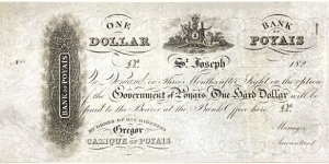 1 Dollar (Issued by Gregor MacGregor - Cazique of Poyais / Mosquito Coast - British Honduras 1820 / Modern Reprint) Banknote