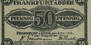 50 Pfennig - Notgeld of the city Frankfurt an der Oder. Banknote