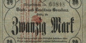 20 Mark - Graudenz. Now city in Poland - Grudziądz. Banknote