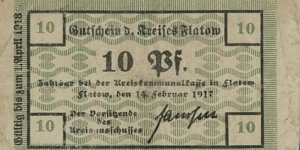10 Pfennig Notgeld - Flatow (pol. Złotów) Banknote
