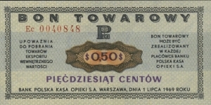 Poland 50 Cents - Foreign Exchange Certificate Banknote