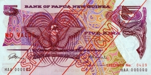 Papua New Guinea N.D. 5 Kina.

Specimen. Banknote