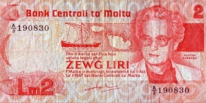 Malta N.D. (1986) 2 Pounds. Banknote