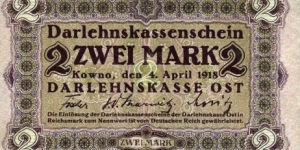 2 Mark - Darlehnskasse Ost. Banknote