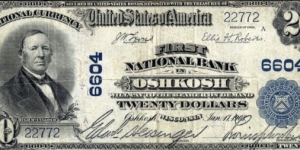 First National Bank in Oshkosh 20 Dollars Banknote