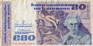 Ireland 1990 20 Pounds. Banknote