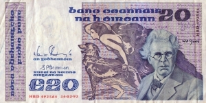 Ireland 1992 20 Pounds. Banknote