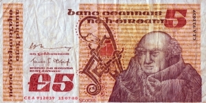 Ireland 1980 5 Pounds. Banknote