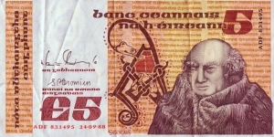 Ireland 1988 5 Pounds. Banknote