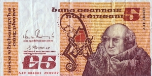Ireland 1989 5 Pounds.

'AJF' prefix. Banknote
