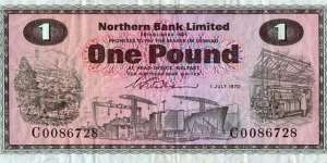 Ulster (Northern Ireland) 1970 1 Pound. Banknote