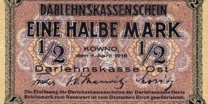 1/2 Mark - Darlehnskasse Ost. Banknote