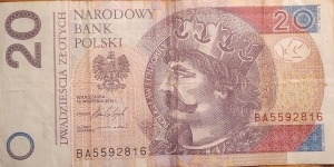 20 Złotych BA5592816 Banknote