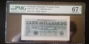 1 Mrd Mark Germany Inflation PMG grading Top Up Banknote