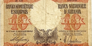 10 Lek (Officina della Banca d'Italia, Rome) Banknote
