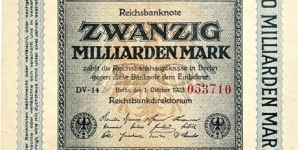 20.000.000.000 Mark (Weimar Republic 1923)  Banknote