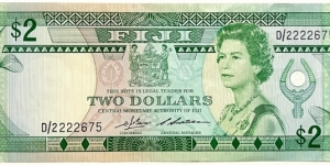 2 Dollars (Serial D/2222 675) Banknote