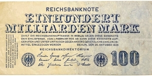 100.000.000.000 Mark (Weimar Republic 1923)  Banknote
