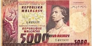 5000 Francs / 1000 Ariary Banknote