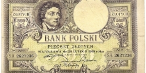 500 Zlotych (Issue of 1924) Banknote