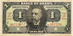 1000 Reis / 1 Cruzeiro (Estampa 1A / Emergency issue of 1944) Banknote