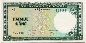 20 Dong (South Vietnam 1964) Banknote