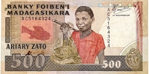 500 Francs / 100 Ariary Banknote
